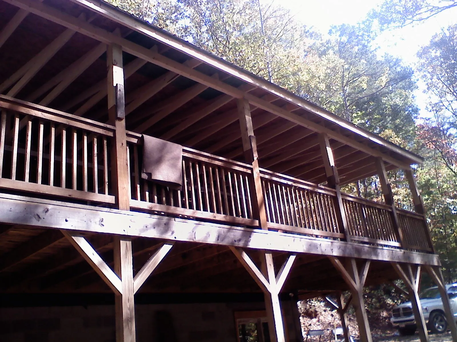 Timber framing under a new elevated porch and deck — Roof Leak Repair in Lilburn by Roofing Brothers